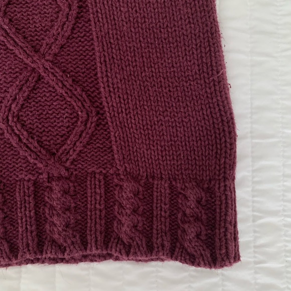 The Limited Cable Knit Sweater 90’s Rolled Mock Neck Raglan VTG Red Women’s M - Picture 5 of 13